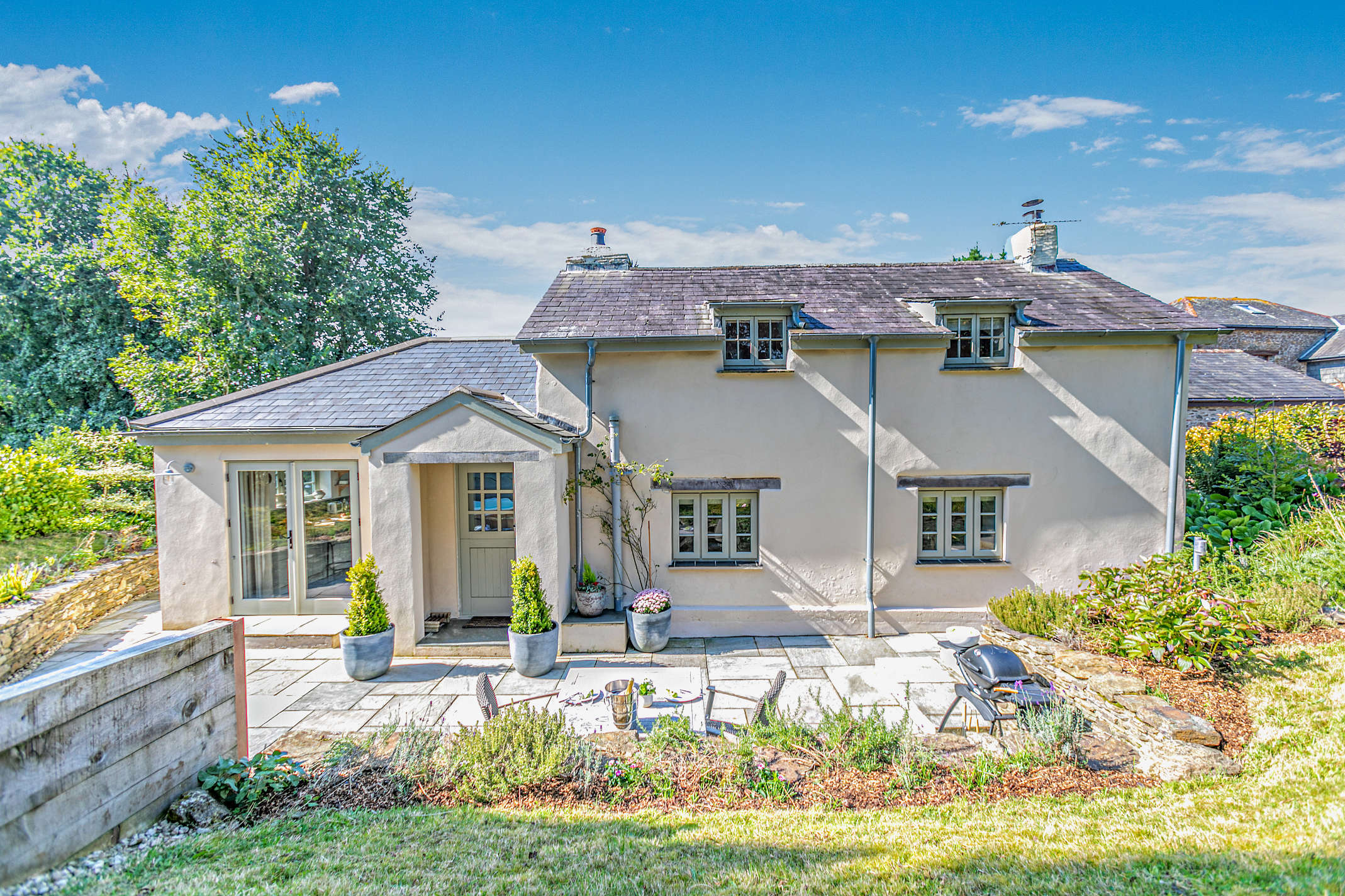 The Looe Cottage exterior, Polbathic near Looe Cornwall
